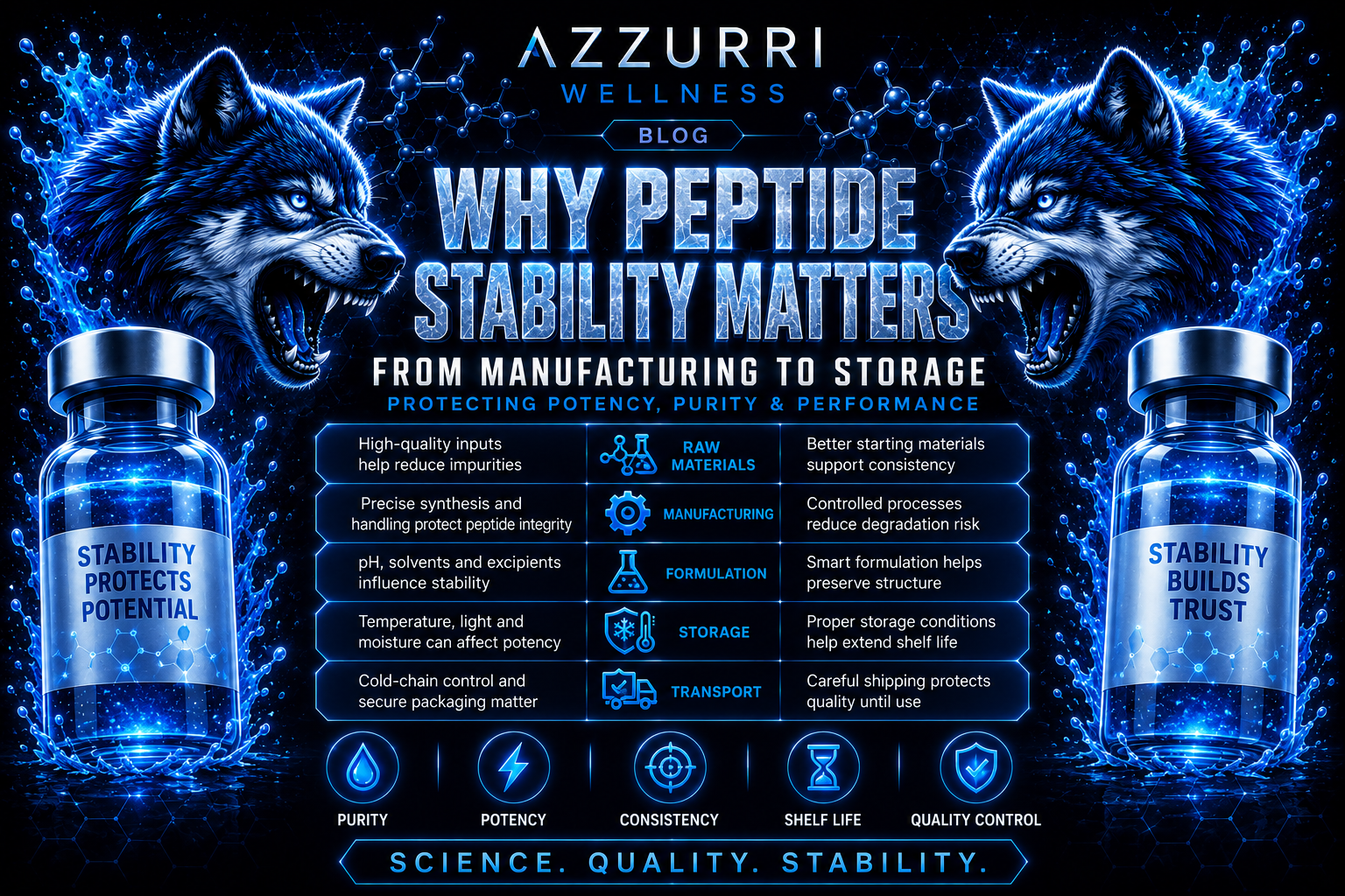 Peptide stability from manufacturing through cold storage